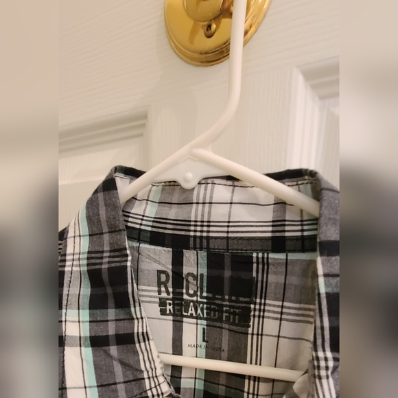 Reclaim Men's Black White Mint Green Long Sleeve Button Up Shirt Size Large - Picture 4 of 5
